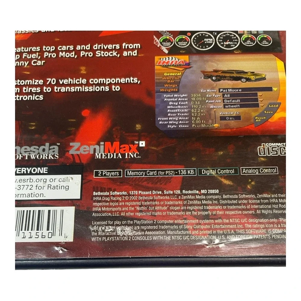 IHRA Motorsports Drag Racing 2 Sony PlayStation 2 Video Game